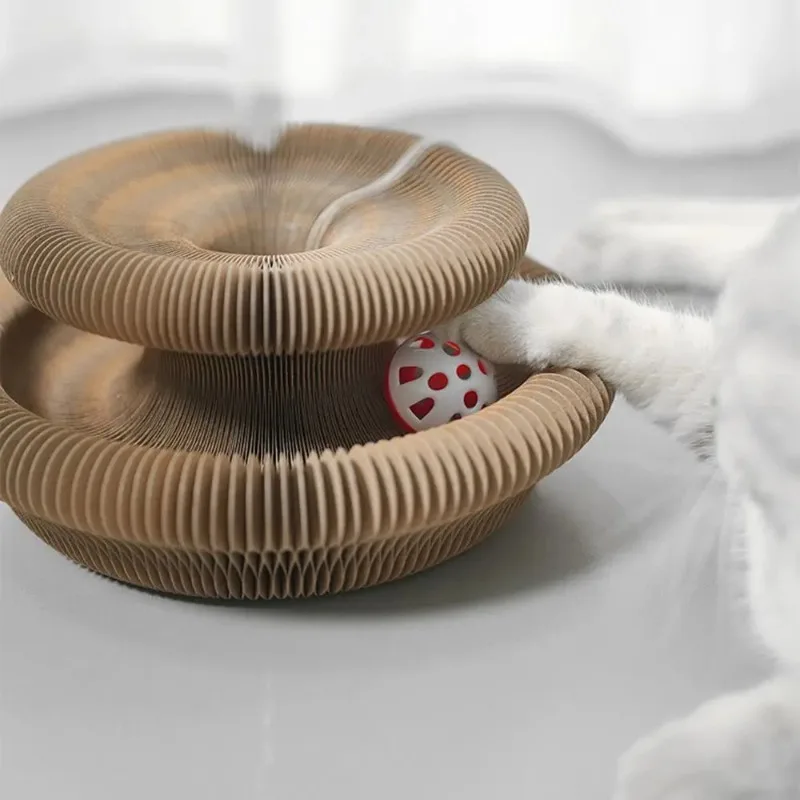 PawCurl™ Interactive Cat Tunnel Toy – Foldable Scratcher & Play Tunnel